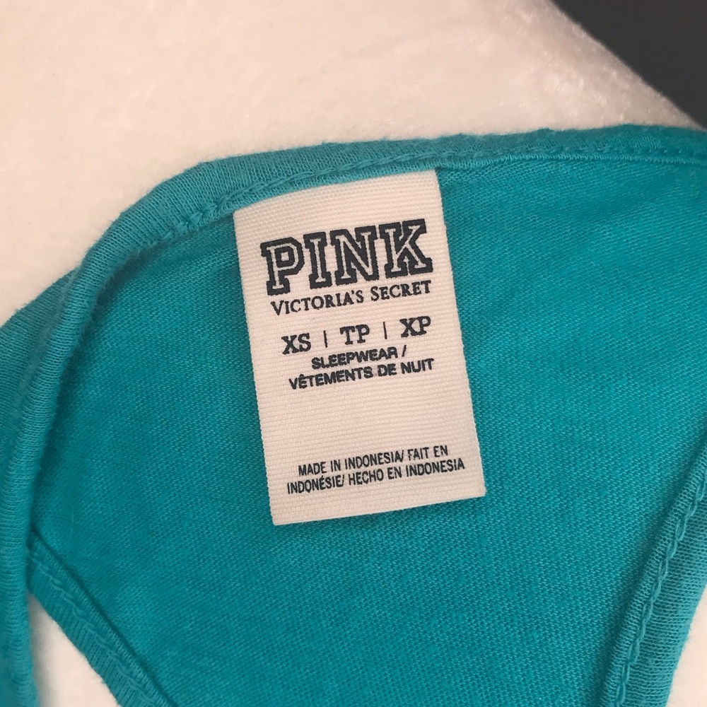 Pink brand teal sleepwear tank - Picture 4 of 4
